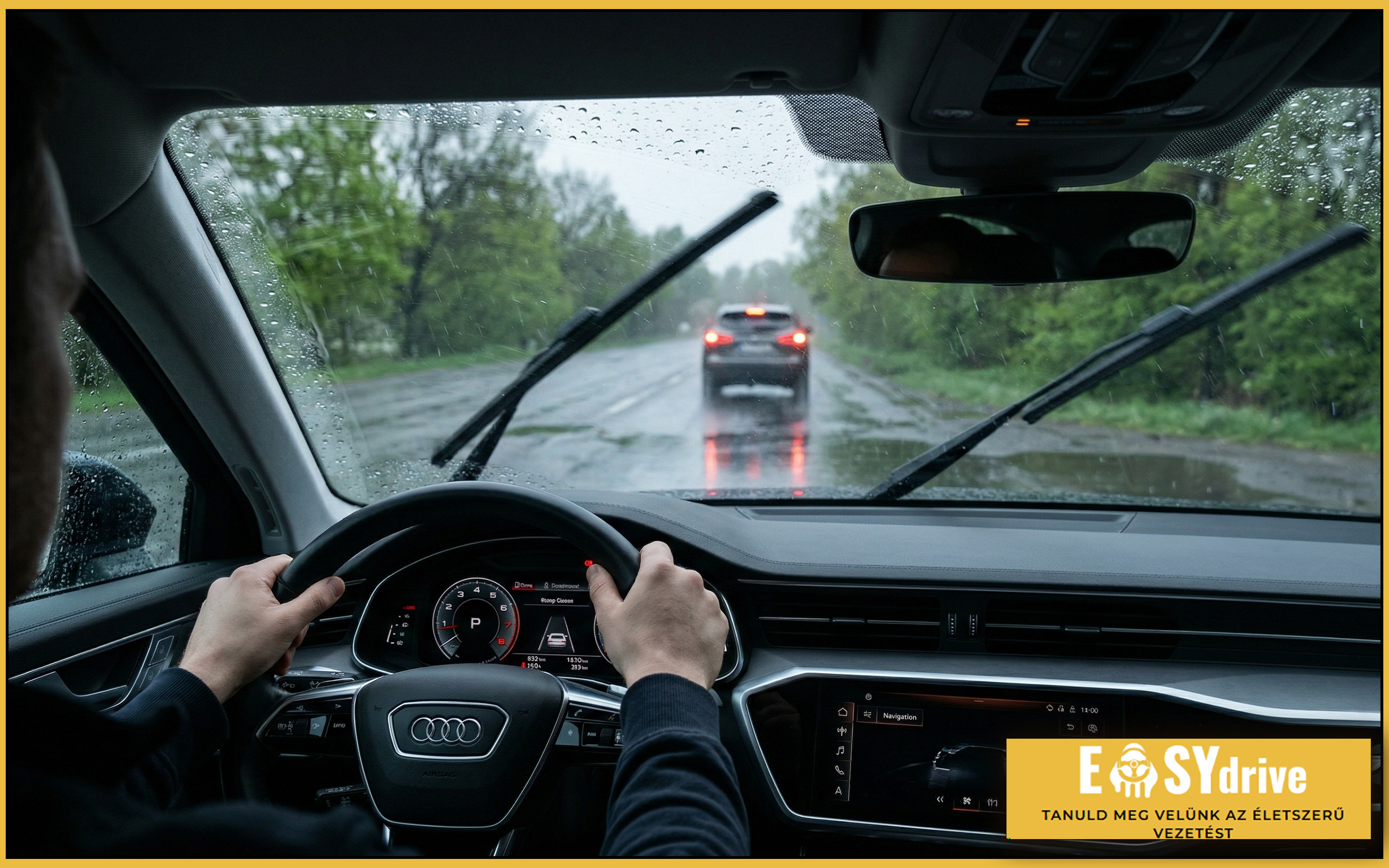 vezetés esőben